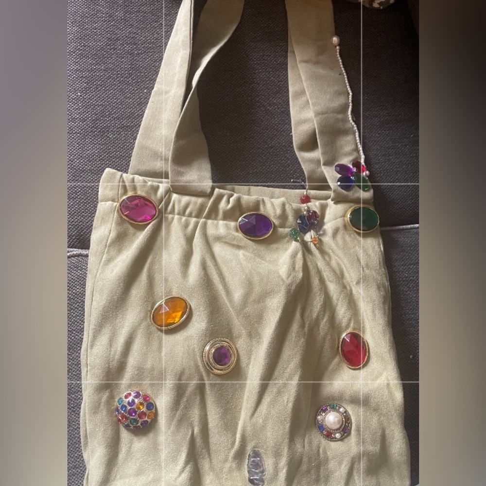 Embellished Tan Tote Bag